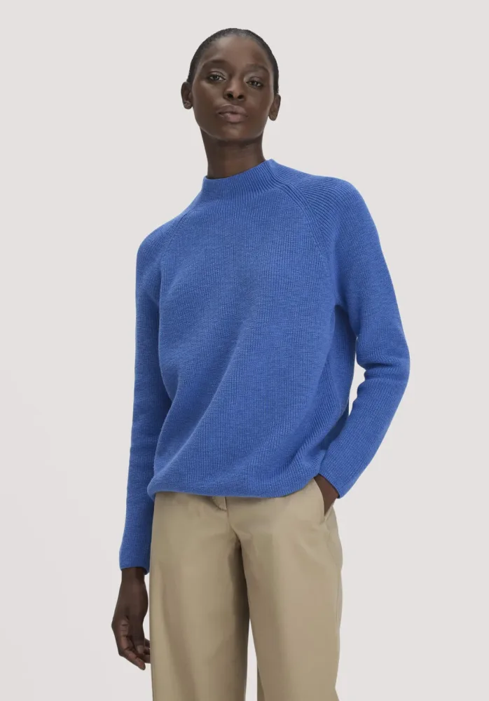 hessnatur Damen Strickpullover Relaxed aus Bio-Baumwolle - blau - Größe S