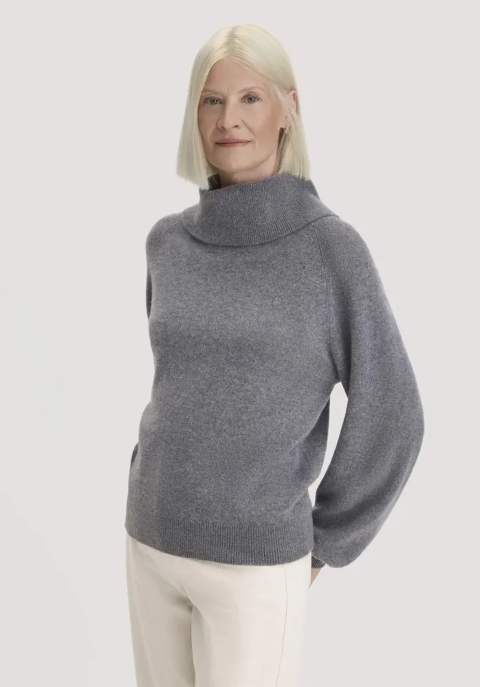 hessnatur Damen Strick-Pullover Relaxed BETTER RECYCLING aus Kaschmir - grau - Größe XXL