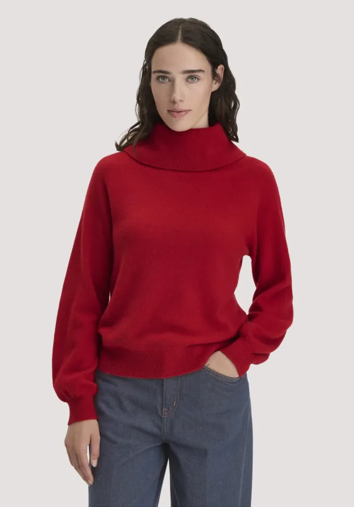 hessnatur Damen Strick-Pullover Relaxed BETTER RECYCLING aus Kaschmir - rot GrösseXS