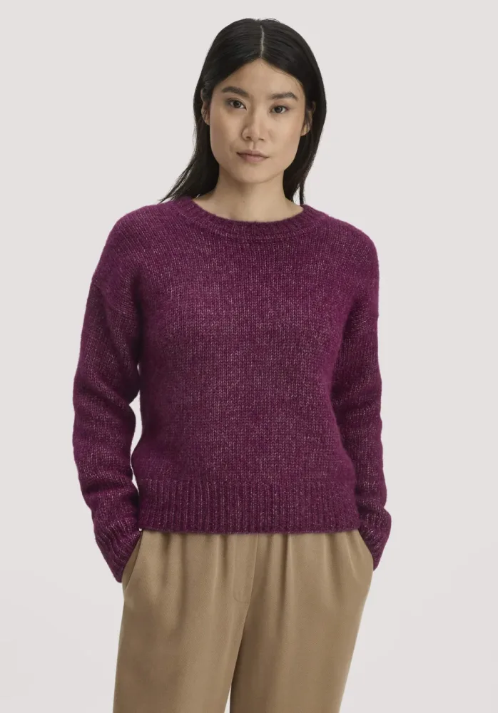 hessnatur Damen Strick Pullover Relaxed aus Alpaka mit Bio-Baumwolle - rot - Größe M