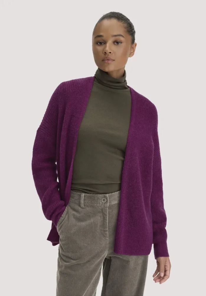 hessnatur Damen Strick Jacke Oversize aus Alpaka - lila - Größe XS