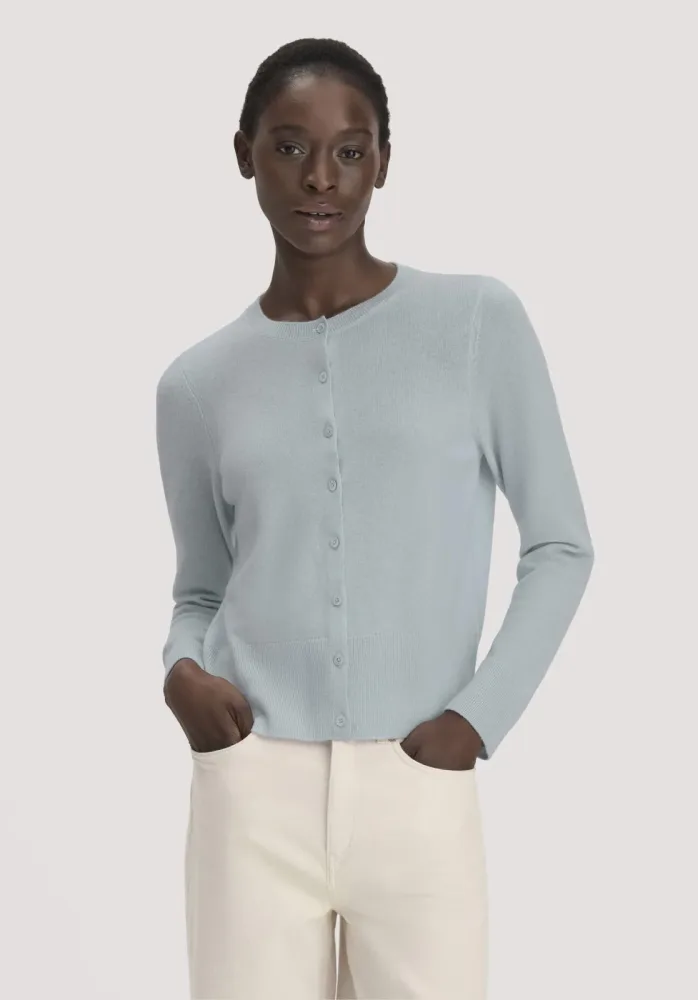 hessnatur Damen Strick Jacke Regular BETTER RECYCLING aus Cashmere - blau - Größe XL