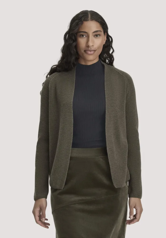 hessnatur Damen Strick Jacke Regular aus Bio-Baumwolle - grün - Größe L