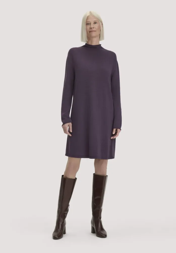 hessnatur Damen Strickkleid Relaxed aus TENCEL? Lyocell mit Bio-Baumwolle - lila - Größe S