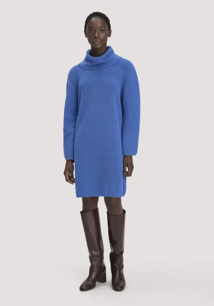hessnatur Damen Strickkleid Relaxed aus Bio-Baumwolle - blau - Größe L
