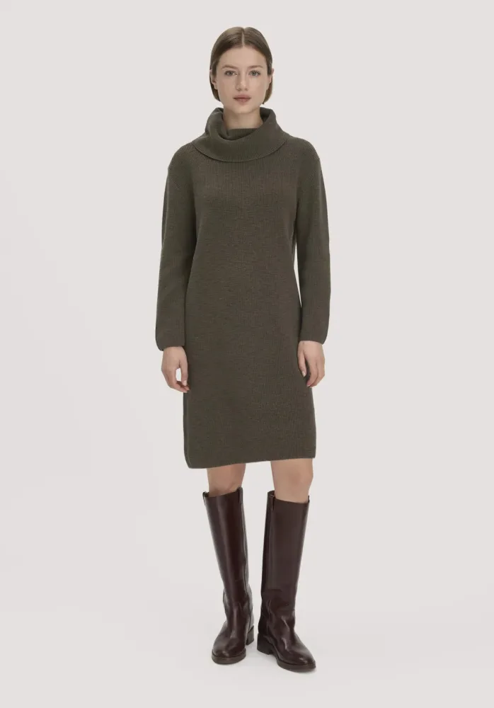 hessnatur Damen Strickkleid Relaxed aus Bio-Baumwolle - grün - Größe L