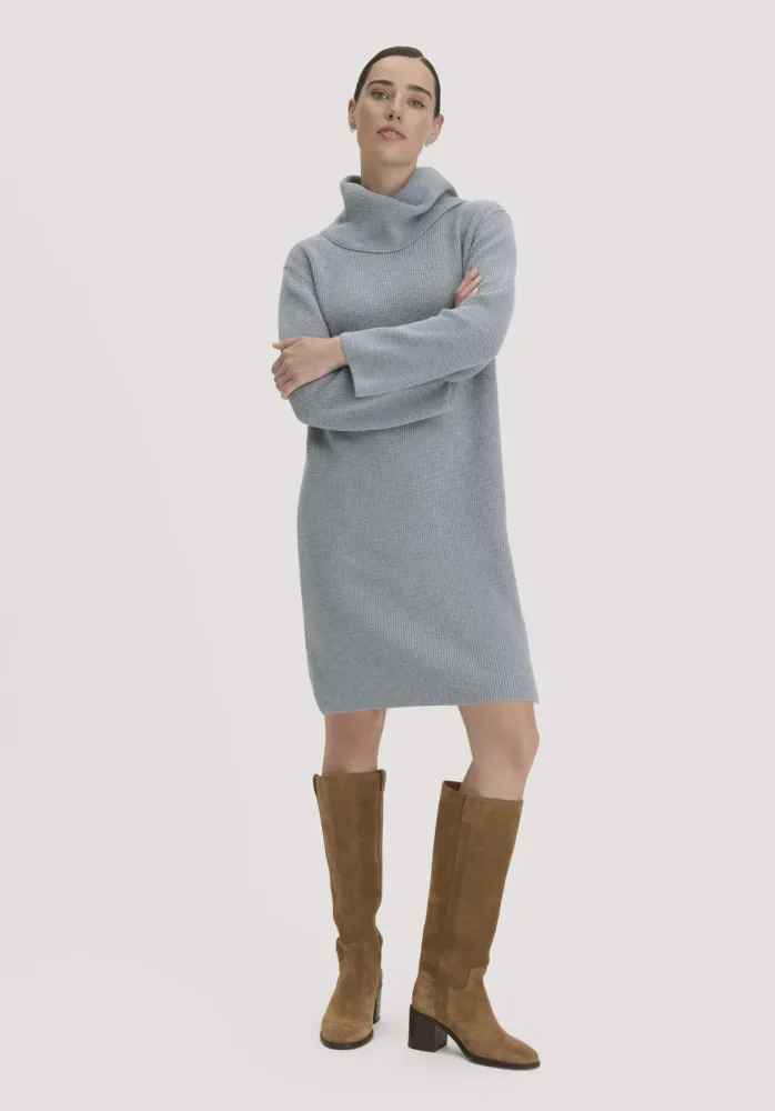 hessnatur Damen Strickkleid Relaxed aus Bio-Baumwolle - blau - Größe M