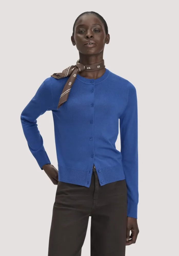 hessnatur Damen Strickjacke Regular aus Merino-Schurwolle - blau - Größe M