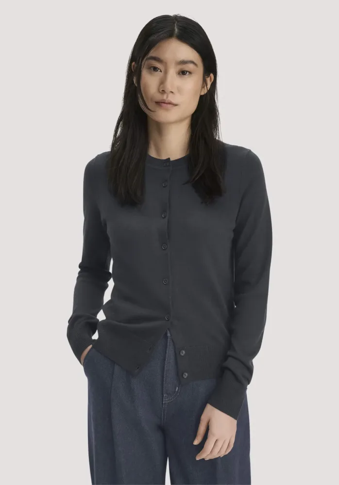 hessnatur Damen Strickjacke Regular aus Merino-Schurwolle - blau - Größe M