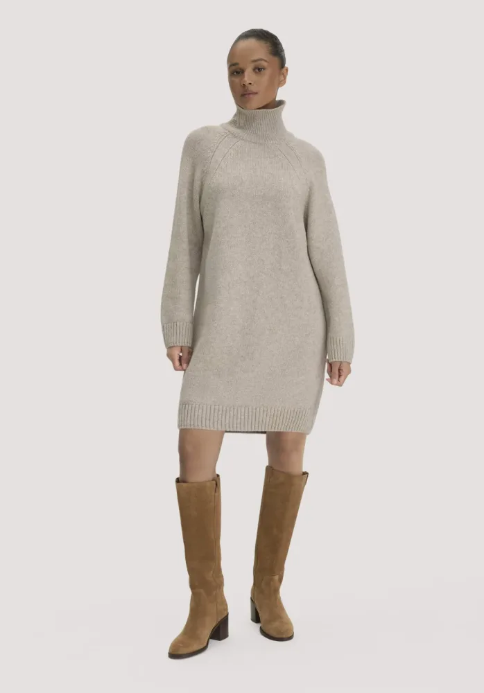 hessnatur Damen Strickkleid Relaxed aus Bio-Merinowolle mit Bio-Baumwolle - beige GrösseM
