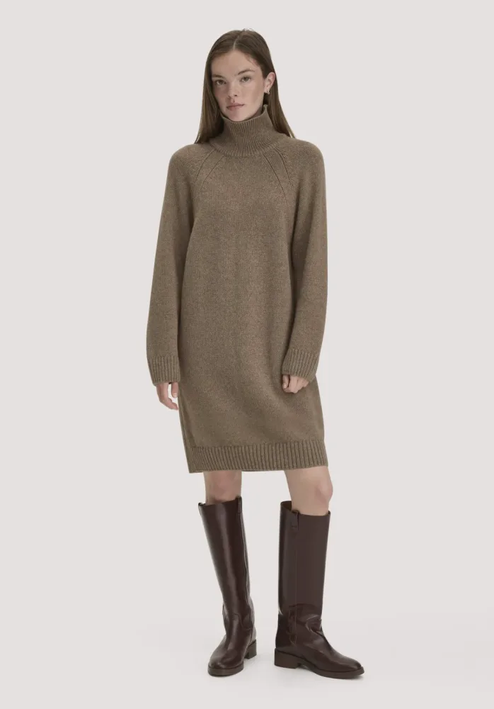 hessnatur Damen Strickkleid Relaxed aus Bio-Merinowolle mit Bio-Baumwolle - braun GrösseS