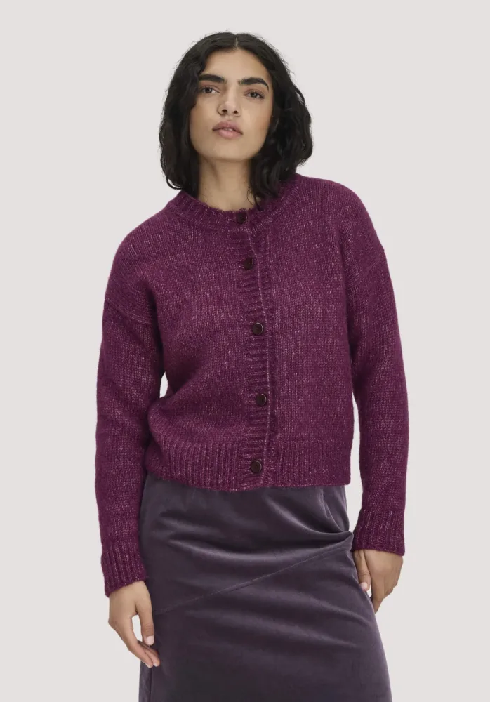 hessnatur Damen Strickjacke Relaxed aus Alpaka und Bio-Baumwolle - rot - Größe M