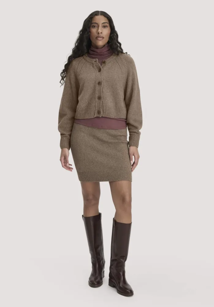 hessnatur Damen Strickrock Regular aus Bio-Merinowolle und Bio-Baumwolle - braun GrösseL