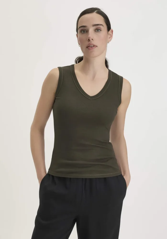 hessnatur Damen Softrib Top Fitted aus Bio-Baumwolle und TENCEL? Modal - grün - Größe 36