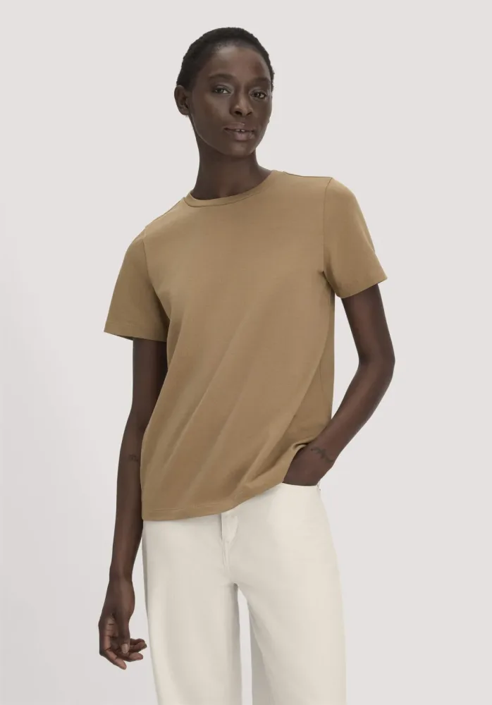 hessnatur Damen Heavy T-Shirt Relaxed aus Bio-Baumwolle - braun - Größe 36