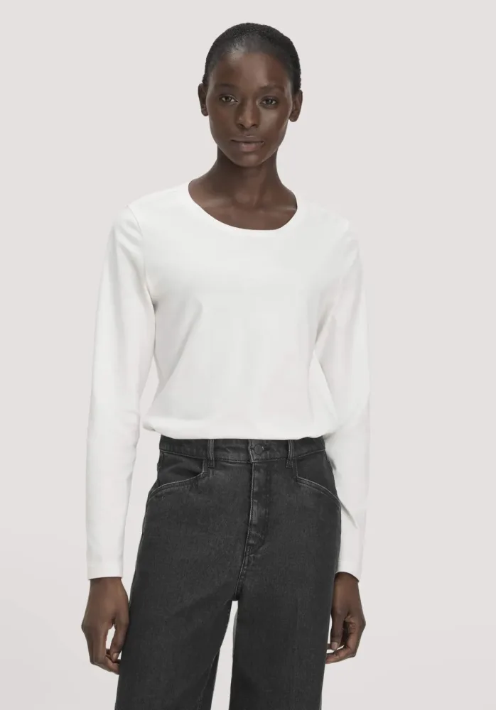 hessnatur Damen Longsleeve Relaxed aus Regenerative Organic Cotton (ROC) - weiß - Größe 36