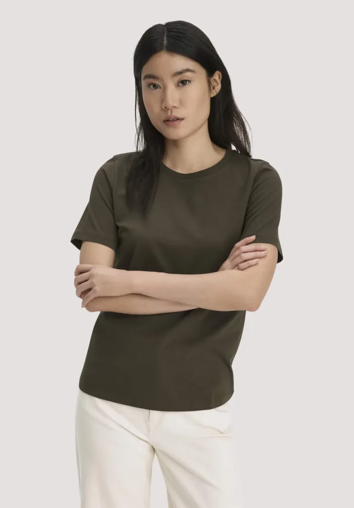 hessnatur Damen T-Shirt Regular aus Regenerative Organic Cotton (ROC) - grün - Größe 46