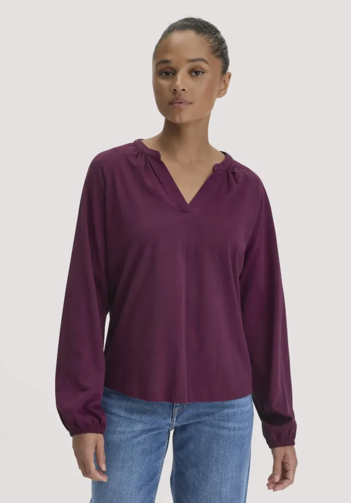 hessnatur Damen Jersey-Bluse Relaxed aus Bio-Baumwolle - rot - Größe 34