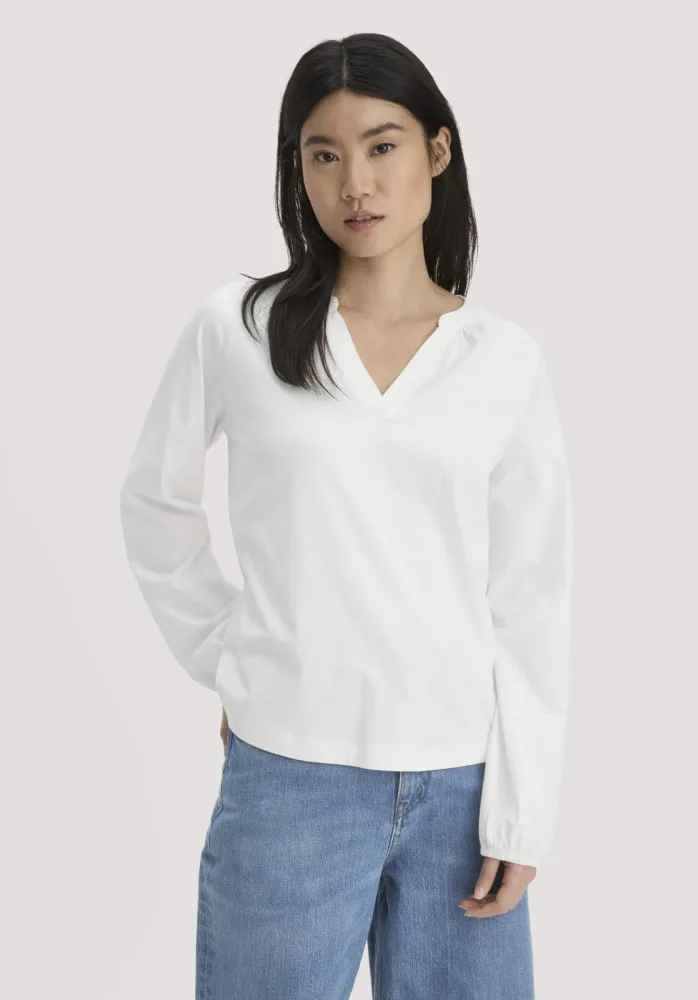 hessnatur Damen Jersey-Bluse Relaxed aus Bio-Baumwolle - weiß - Größe 36