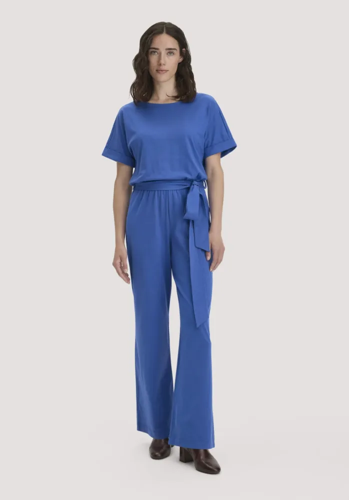 hessnatur Damen Jersey Jumpsuit Regular aus Bio-Baumwolle - blau - Größe 48