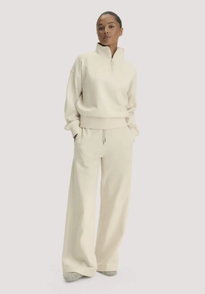 hessnatur Damen Sweathose Wide Leg Relaxed aus Bio-Baumwolle mit Recycling-Baumwolle - natur - Größe L