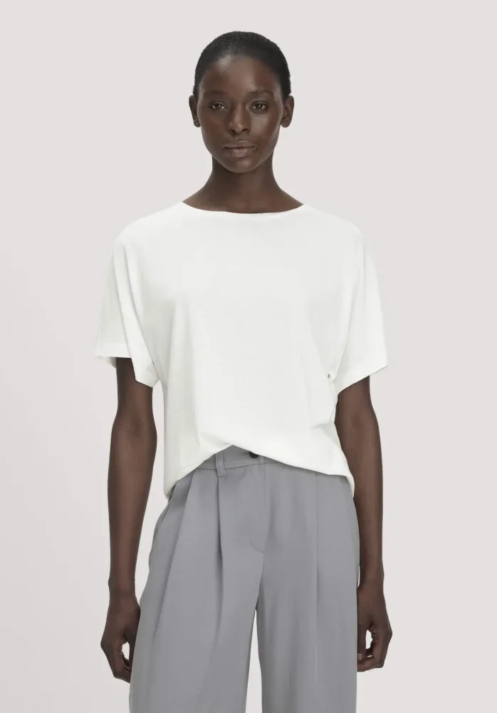 hessnatur Damen T-Shirt Oversize aus TENCEL? Lyocell und Bio-Baumwolle - weiß - Größe XS