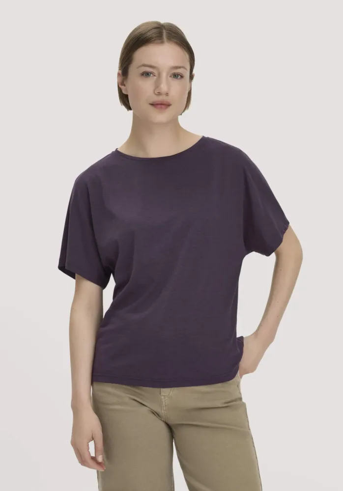 hessnatur Damen T-Shirt Oversize aus TENCEL? Lyocell und Bio-Baumwolle - lila - Größe L