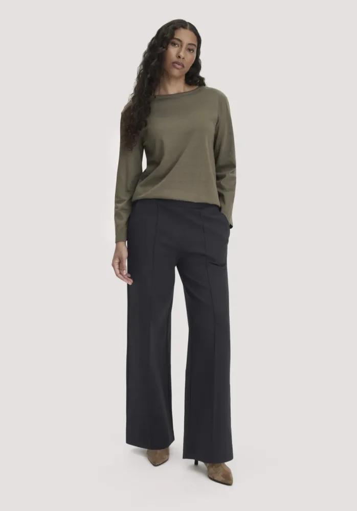 hessnatur Damen Hose Wide Leg Relaxed aus Bio-Baumwolle - schwarz - Größe 46