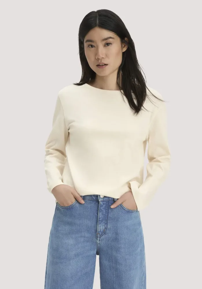 hessnatur Damen Heavy Jersey Longsleeve Relaxed aus Bio-Baumwolle - natur - Größe 42