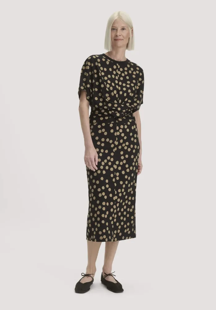 hessnatur Damen Jersey Kleid Midi Oversize aus Bio-Baumwolle - schwarz - Größe 34
