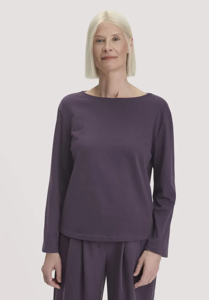 hessnatur Damen Heavy Jersey Longsleeve Relaxed aus Bio-Baumwolle - lila - Größe 48