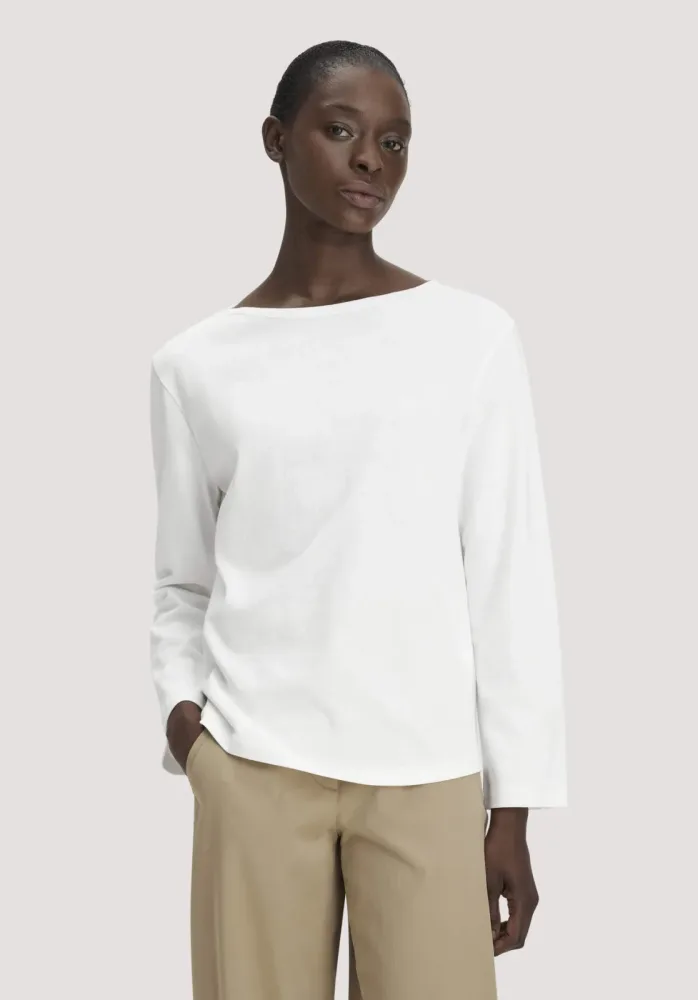 hessnatur Damen Heavy Jersey Longsleeve Relaxed aus Bio-Baumwolle - weiß - Größe 38