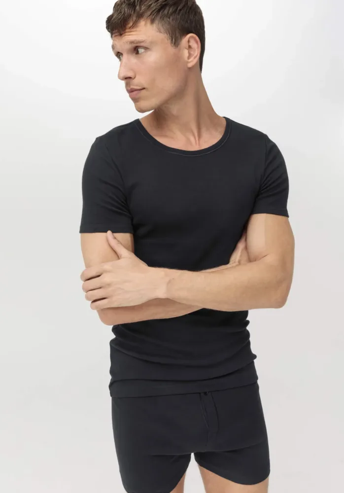 hessnatur Herren T-Shirt PURE COTTON aus Bio-Baumwolle - schwarz - Größe 5 = M