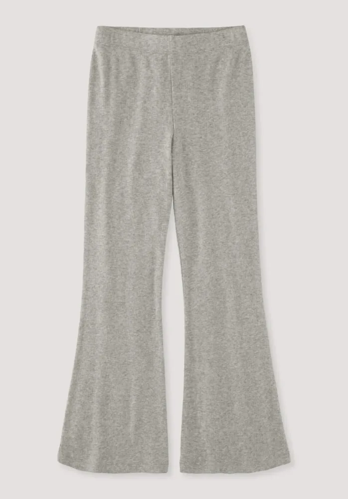 hessnatur Kinder  Rib Leggings Flared aus Bio-Baumwolle - grau - Größe 122/128