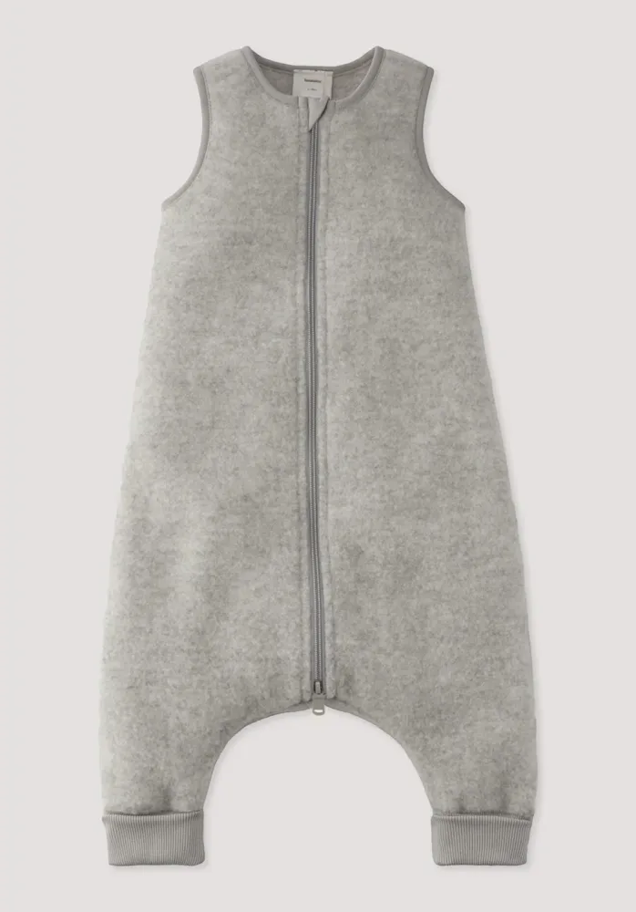 hessnatur Baby Wollfleece Schlafsack aus Bio-Merinowolle - grau - Größe 80cm