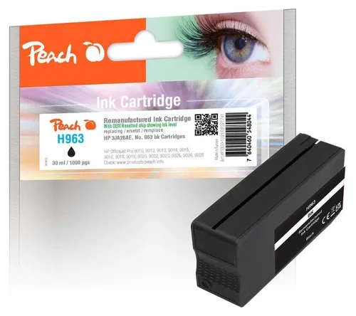 Peach HP 963 BK Druckerpatrone bk ersetzt HP No. 963 BK, 3JA26AE für z.B. HP OfficeJet Pro 9010, HP OfficeJet Pro 9012, HP OfficeJet Pro 9013