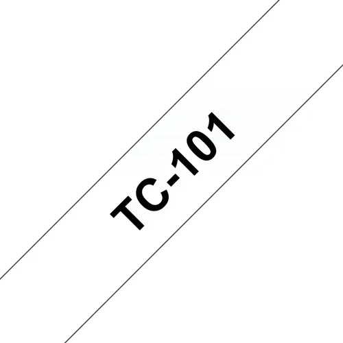Brother TC-101 Authentic Schriftband Selbstklebend Schwarzer Druck auf Transparent 12 mm x 7.7m