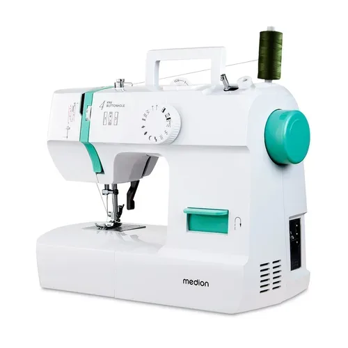 MEDION LIFE Nähmaschine SM70 (MD 11179) türkis, 12 verschiedene Stickmuster, 4-Stufen-Knopfloch,  einstellbare Stichlänge, 70-Watt-Motorleistung