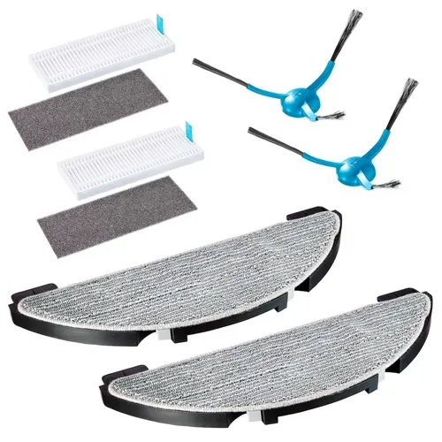 MEDION Saugroboter Zubehörset 3 für X20 SW+ (MD 11415), X21SW+ (11500), 2x Seitenbürsten, 2x Wischaufsätze,  2x Filter