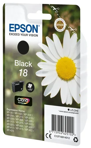 EPSON Tintenpatrone schwarz T180140 XP 30/405 175 Seiten