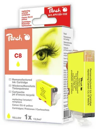 Peach C8 Y Druckerpatrone XL ye ersetzt Canon CLI-8Y, 0623B001, 0623B026 für z.B. Canon Pixma IP 5200, Canon Pixma IP 3300, Canon Pixma IP 3500