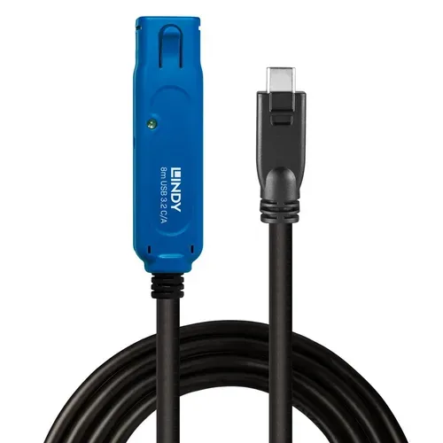 LINDY USB-Kabel USB 3.2 Gen1 USB-A Buchse, USB-C® Stecker 8.00 m Schwarz/Blau 43381