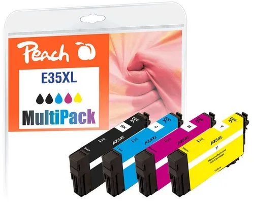 Peach E35 4 Druckerpatronen XL (bk, c/m/y) ersetzt Epson T3596, No. 35XL, C13T35964010 für z.B. Epson WorkForce Pro WF -4720 DWF