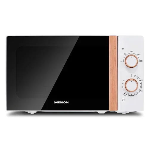 MEDION LIFE Mikrowelle MD 10596, Holzoptik, Garinnenraum 20 Liter, 700 W, Verspiegelte Tür, 5 Mikrowellen-Leistungsstufen