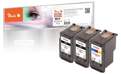 Peach C575 XL 3 Druckköpfe XL (2*bk, col) ersetzt Canon PG-575XL, CL-576XL für z.B. Canon Pixma TR 4755 i, Canon Pixma TS 3550 i, Canon Pixma TS 3500