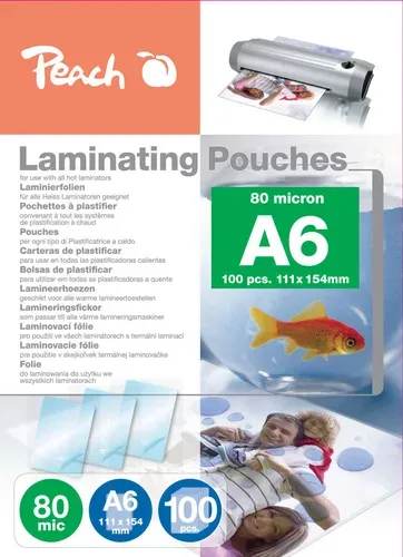 Peach Laminierfolien A6, 80mic, glänzend, 100 Stk.