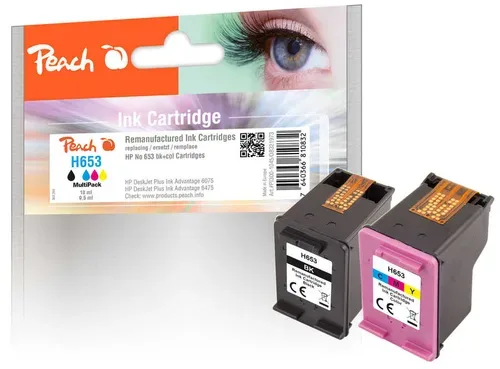 Peach HP 653 2 Druckköpfe (bk, col) ersetzt HP No. 653, 3YM75AE, 3YM74AE , 3YM60AE für z.B. HP DeskJet Plus Ink Advantage 6475