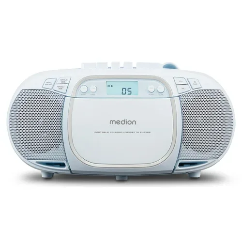 MEDION LIFE E66476 Tragbare CD-Boombox, CD-Player, Kassettendeck, FM-Radio, USB-MP3-Wiedergabe, 30 Senderspeicher, Batteriebetrieb