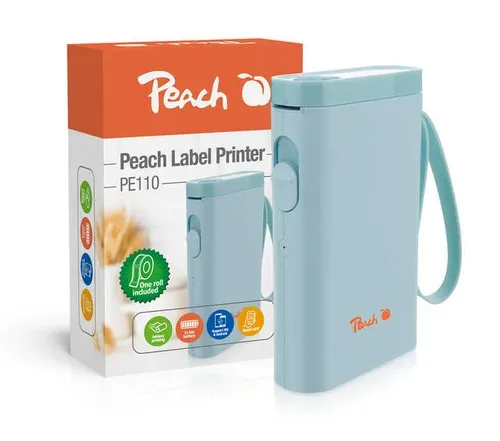 Peach Etikettendrucker | blau | platzsparend und kabellos | überall Ordnung schaffen | PE110-bl