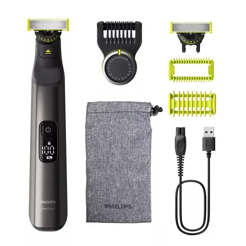 Philips OneBlade Pro 360 Körperhaartrimmer, Präzisions Trimmer, Rasierer Chrom